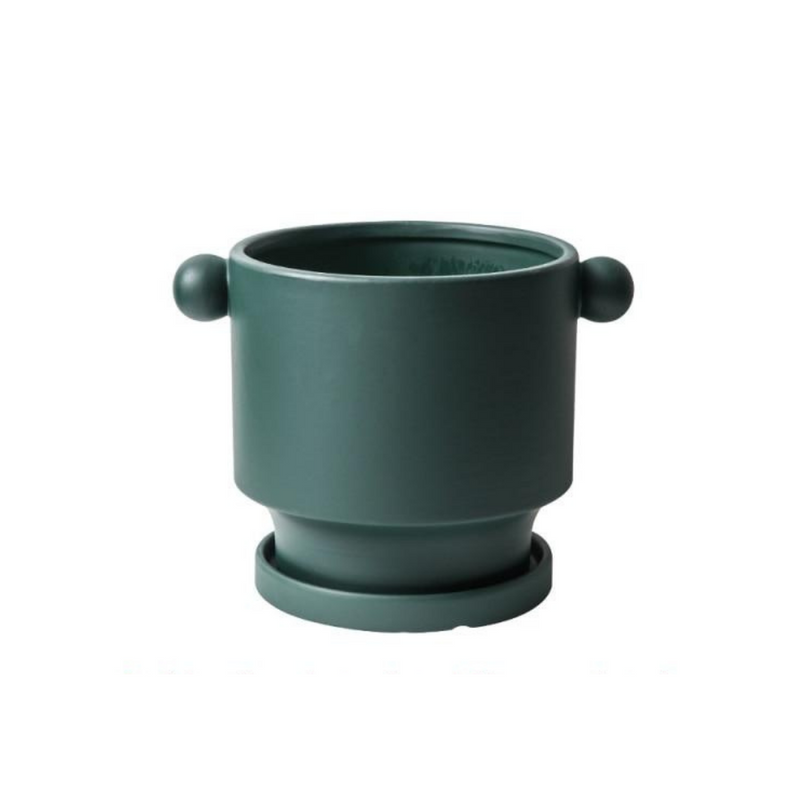 Round Green Ceramic Pot