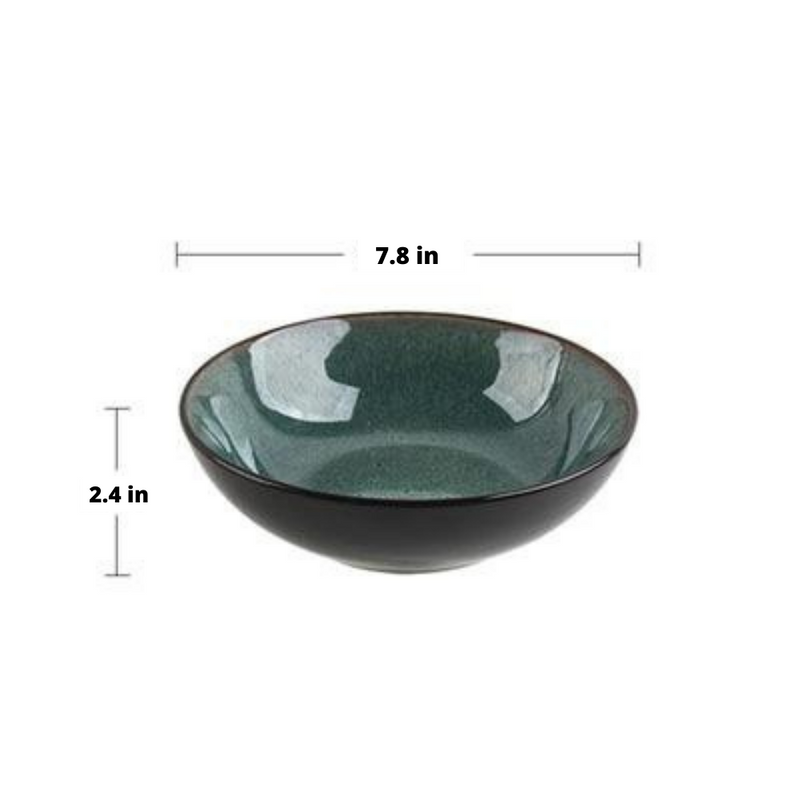 Emerald Green Glazed Peacock Ceramic Porcelain Salad Bowl