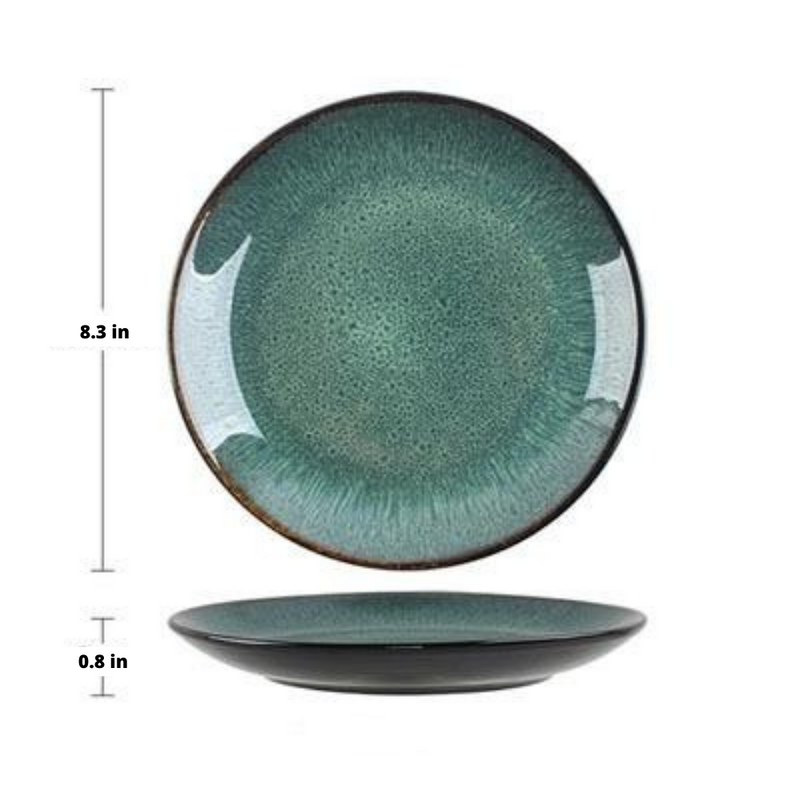 Emerald Green Glazed Peacock Ceramic Porcelain Plate