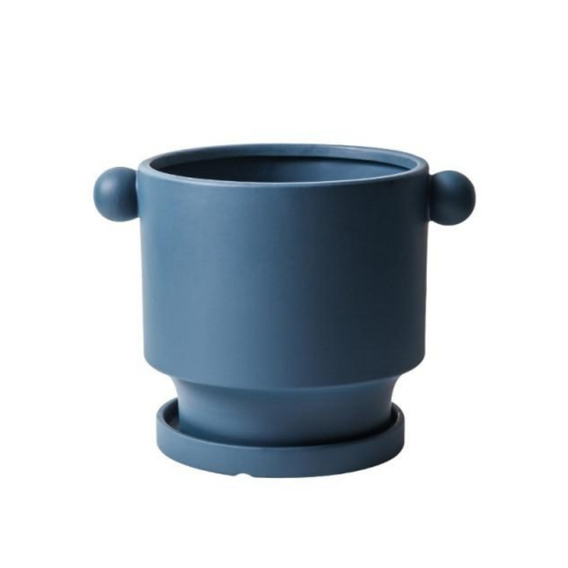 Round Blue Ceramic Pot