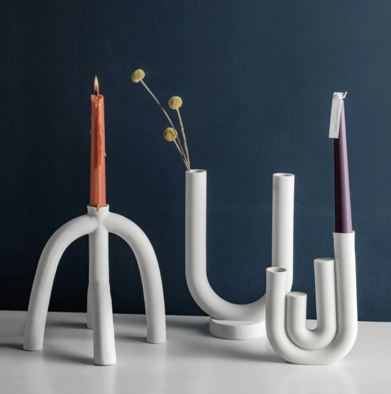 abstract arch white candle holder