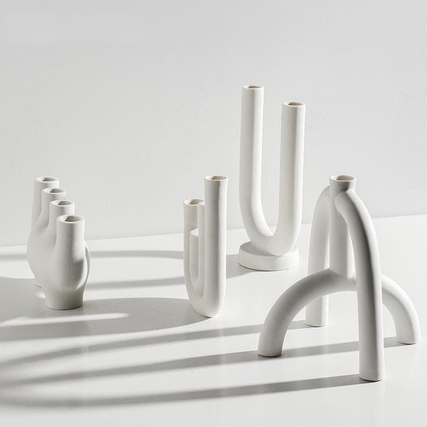 abstract arch white candle holder