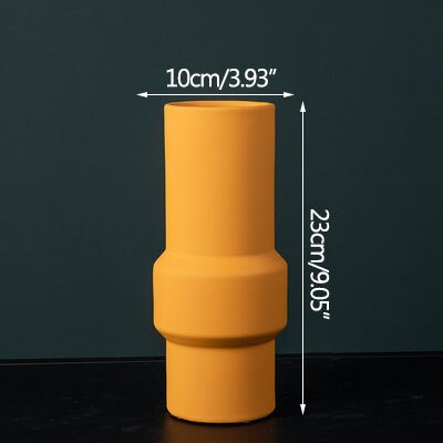 sculptured cylinder orange ceramic vase