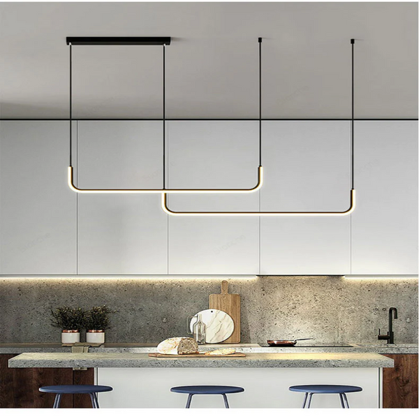 brass shadeless adjustable cable length LED hanging light