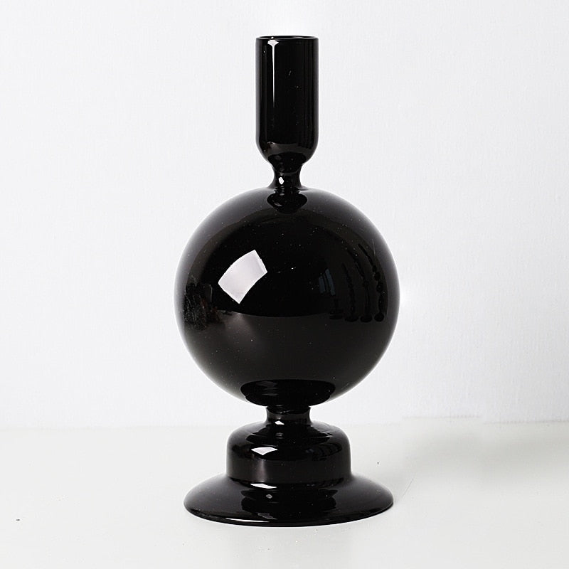 Black Floriddle Simple Glass Candlestick Vase Set Table Decoration