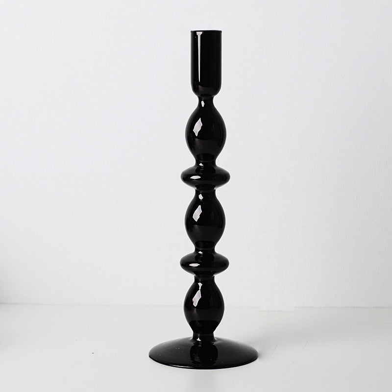 Black Floriddle Simple Glass Candlestick Vase Set Table Decoration