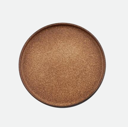 round brown cork pattern aged stain design flat plate