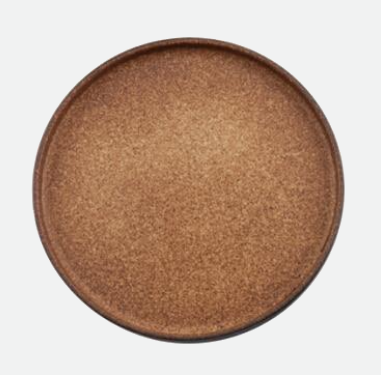 round brown cork pattern aged stain design flat plate