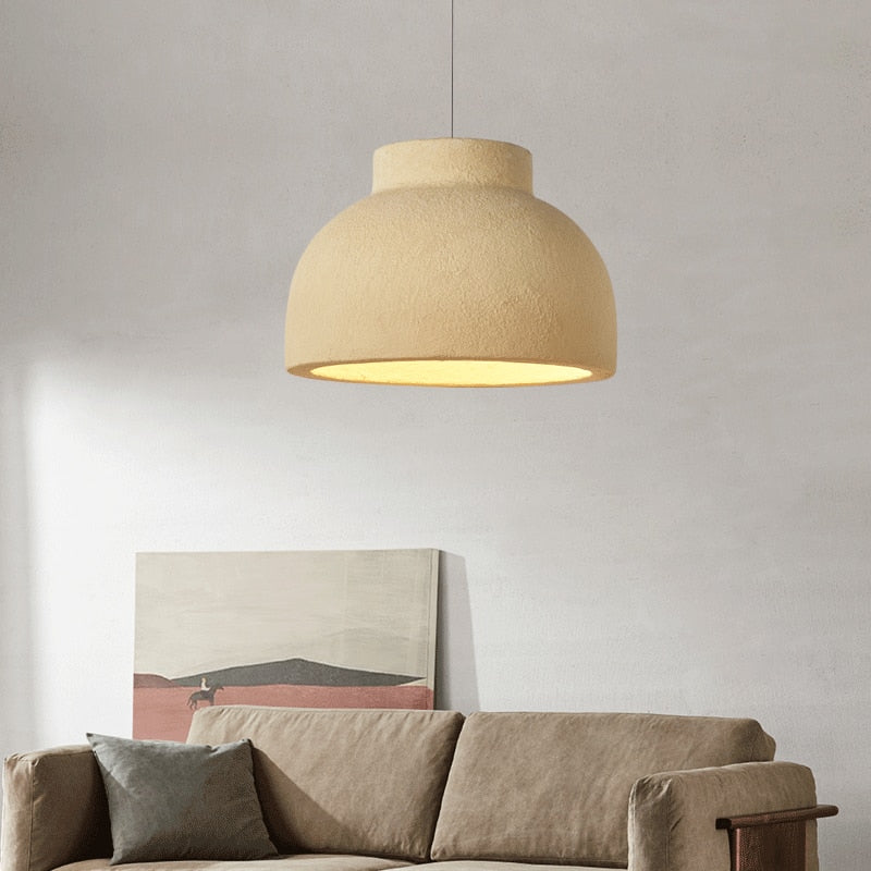 Light Yellow Japanese Wabi Sabi Chandelier LED Pendant Lamp