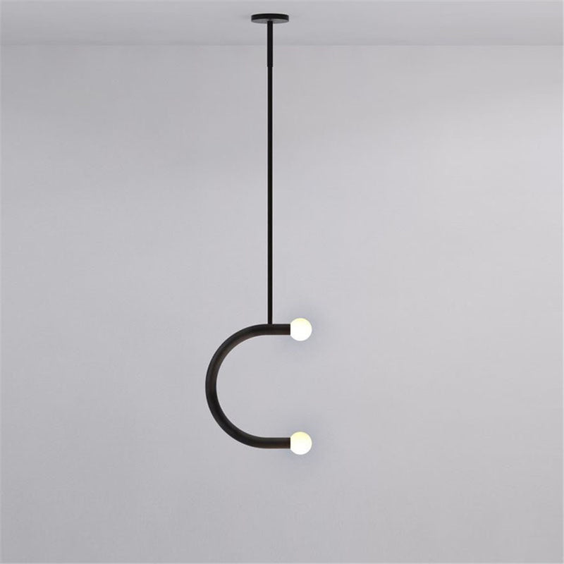 Curved Black 4 Head Metal Ceiling Pendant Light Fixture 