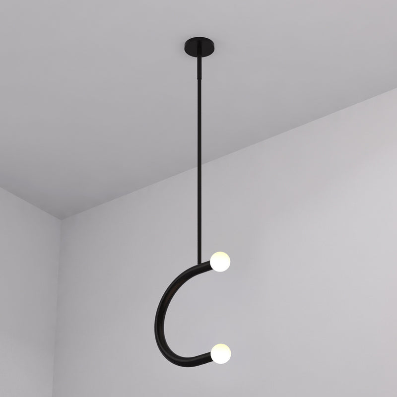 Curved Black 4 Head Metal Ceiling Pendant Light Fixture 