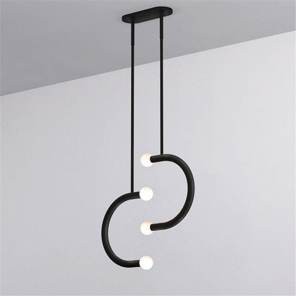 Curved Black 4 Head Metal Ceiling Pendant Light Fixture 