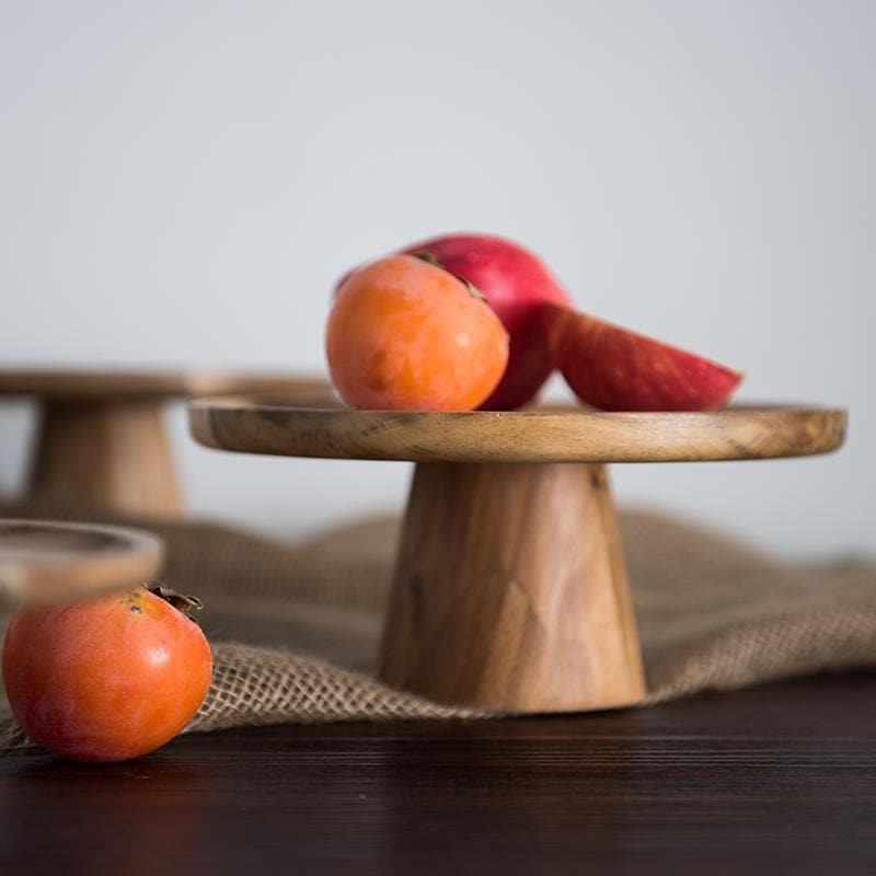 Vintage Natural Wood Cake Stand and Serving Tray for Events and Decor