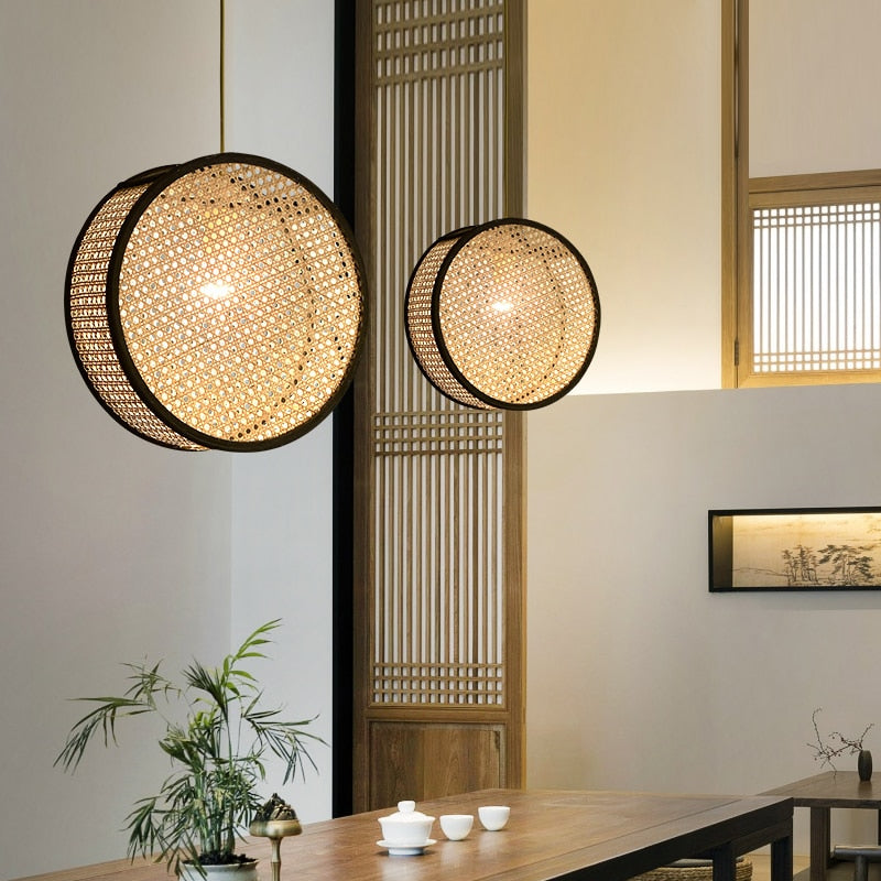 Bali Rattan Round LED Pendant  Light