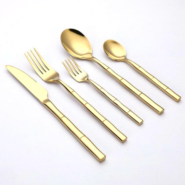 stainless steel black gold cutlery set