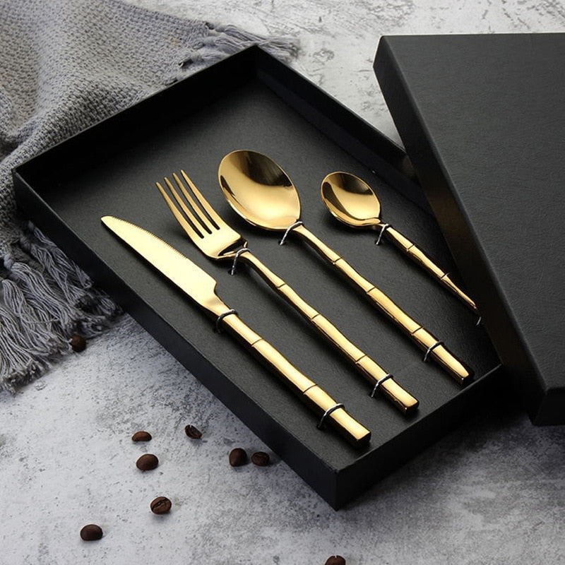 stainless steel gold cutlery set