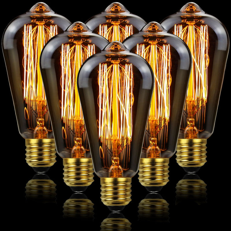 Contemporary & Vintage Style Dimmable LED Edison Filament Light Bulbs Warm white Amber Glass