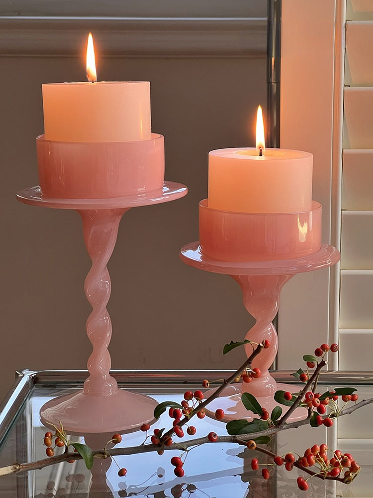 Blush Pink Candle Holder Pillar