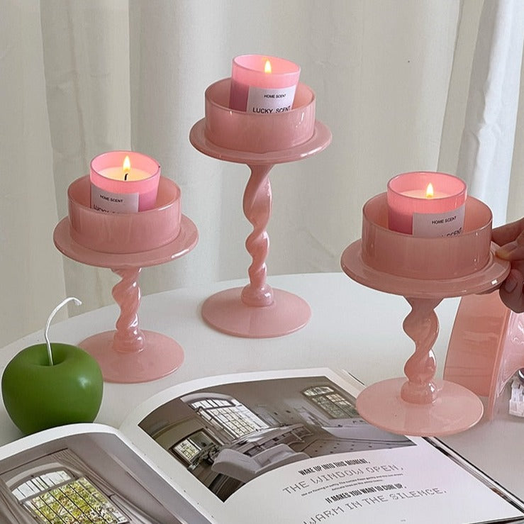 Blush Pink Candle Holder Pillar