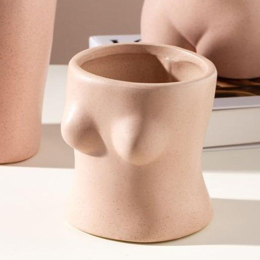 curved body nude pink ceramic porcelain vase