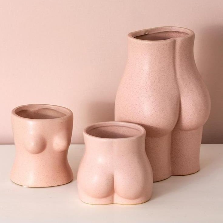 curved body nude pink ceramic porcelain vase