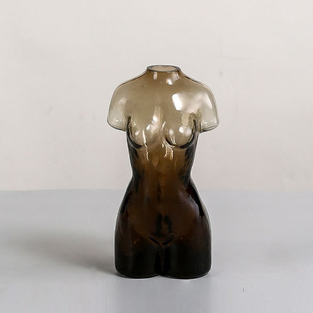 body sculpture transparent tinted glass vase