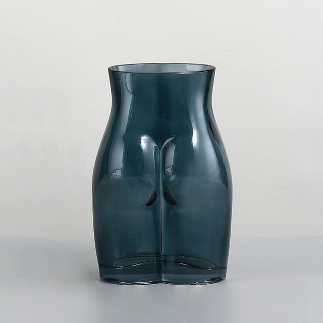 body sculpture transparent tinted glass vase