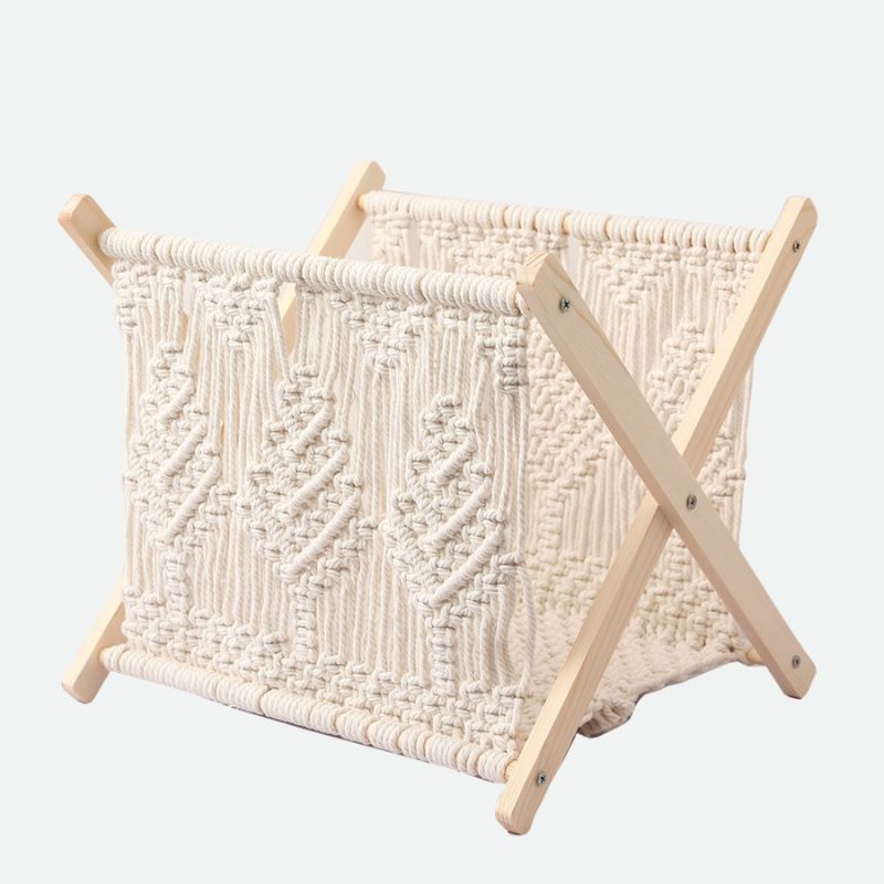 Boho Macrame Magazine Rack