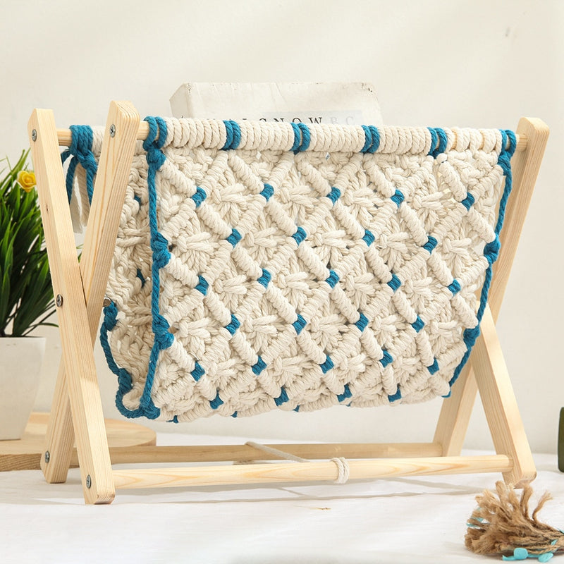 Boho Macrame Magazine Rack