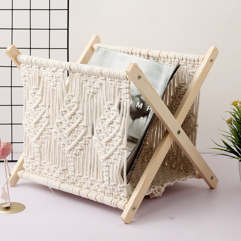 Boho Macrame Magazine Rack