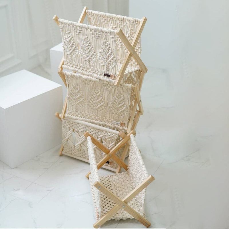 Boho Macrame Magazine Rack