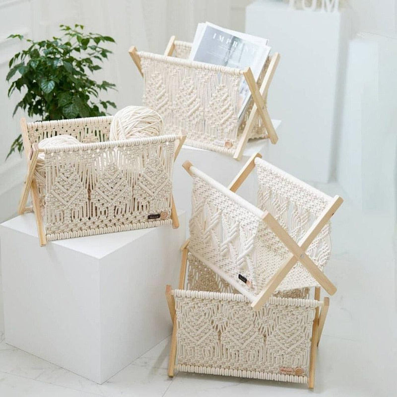 Boho Macrame Magazine Rack