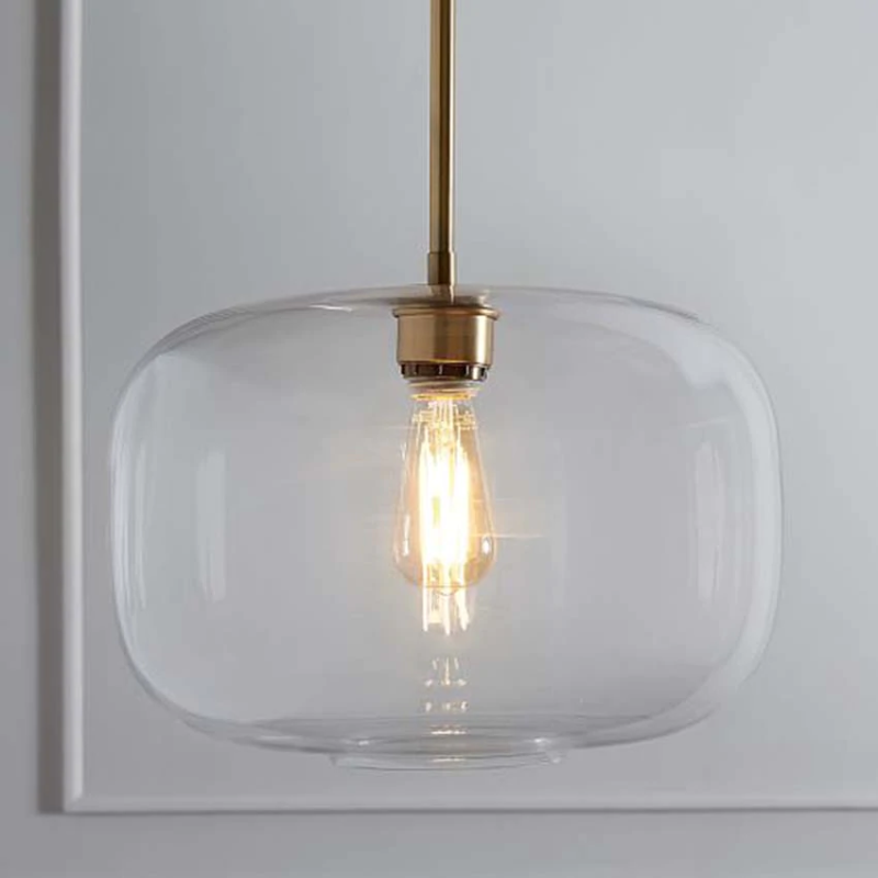 Sculpted Clear Glass Brass Luminaire  for Hallway and Dining Pendant Lamp