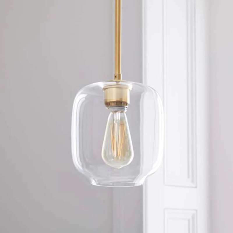 Sculpted Clear Glass Brass Luminaire  for Hallway and Dining Pendant Lamp