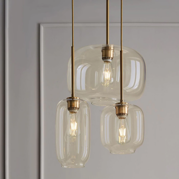 Sculpted Clear Glass Brass Luminaire  for Hallway and Dining Pendant Lamp