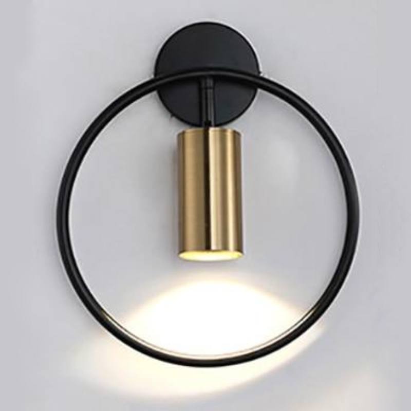 black and Brass Ring LED Wall Light