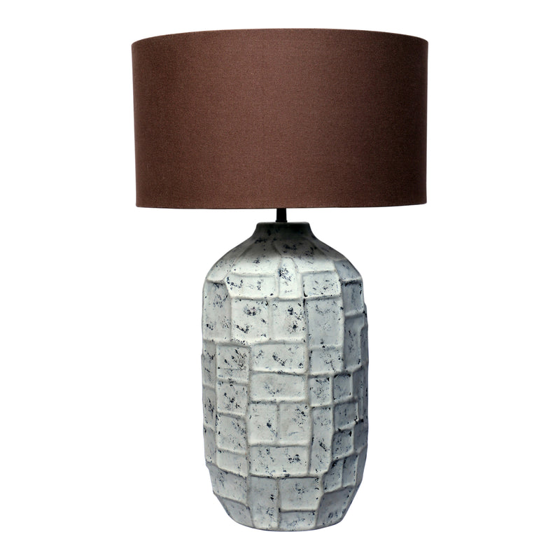 Brown & Grey Sculptural Lacquered Metal Table Lamp