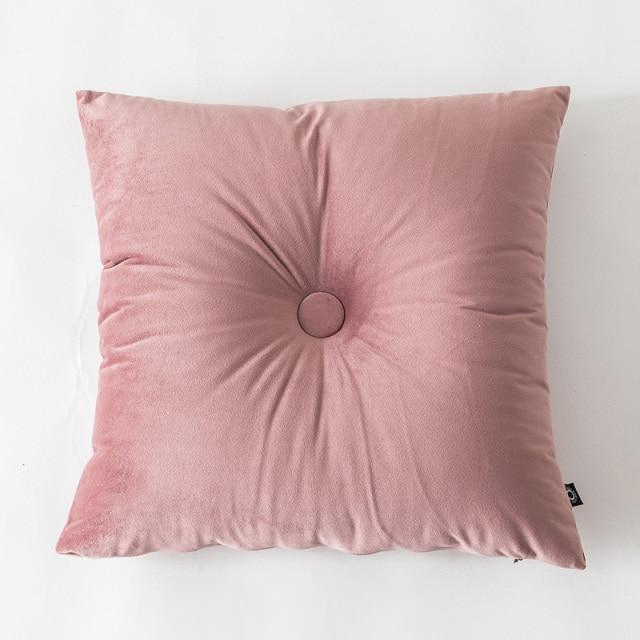 square colorful buttoned center velvet cushion pillow