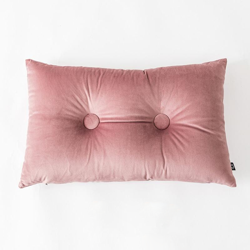 Button Square Velvet Cushion Pillow