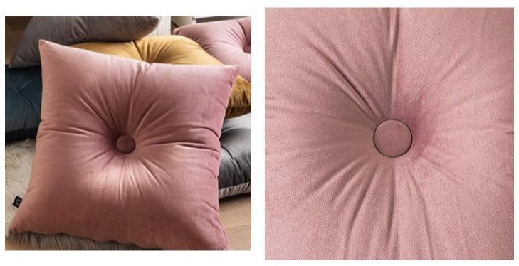 Button Square Velvet Cushion Pillow