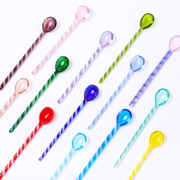 Multifunctional Heat-Resistant Glass Dessert Spoon Colored Candy Cane Spring Sweets Cocktails