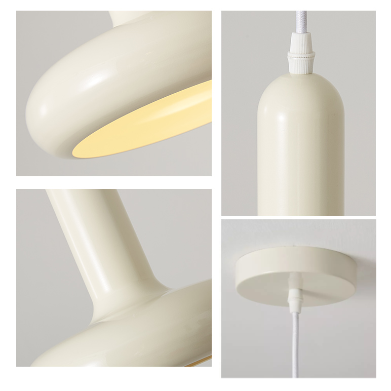 White Retro Pendant LED Light Lacquered Metal Bauhaus