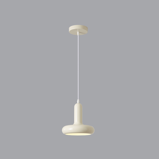 White Retro Pendant LED Light Lacquered Metal Bauhaus