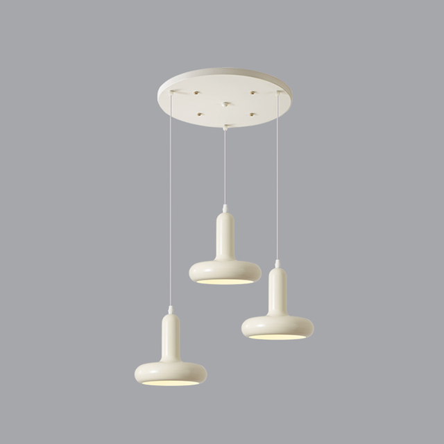 White Retro Pendant LED Light Lacquered Metal Bauhaus