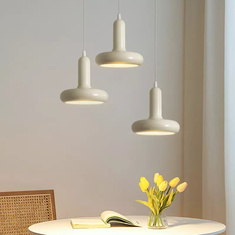 White Retro Pendant LED Light Lacquered Metal Bauhaus