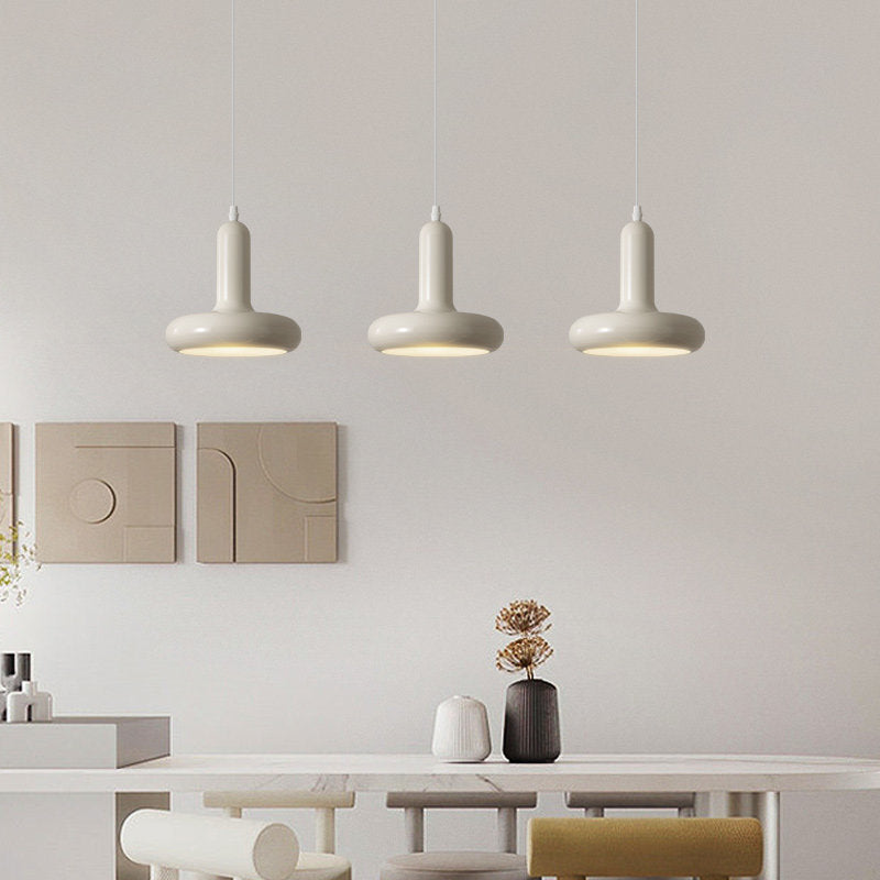 White Retro Pendant LED Light Lacquered Metal Bauhaus