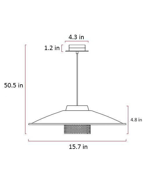 Round Black Gold Pendant Light Measurements