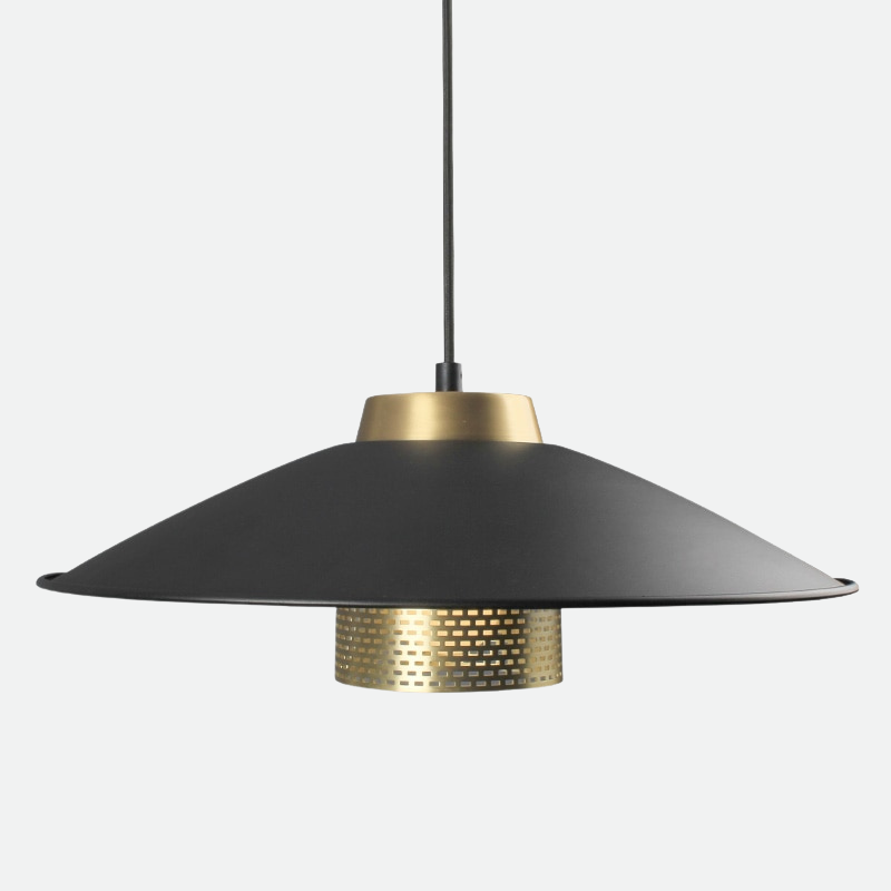 Round Black Gold Pendant Light