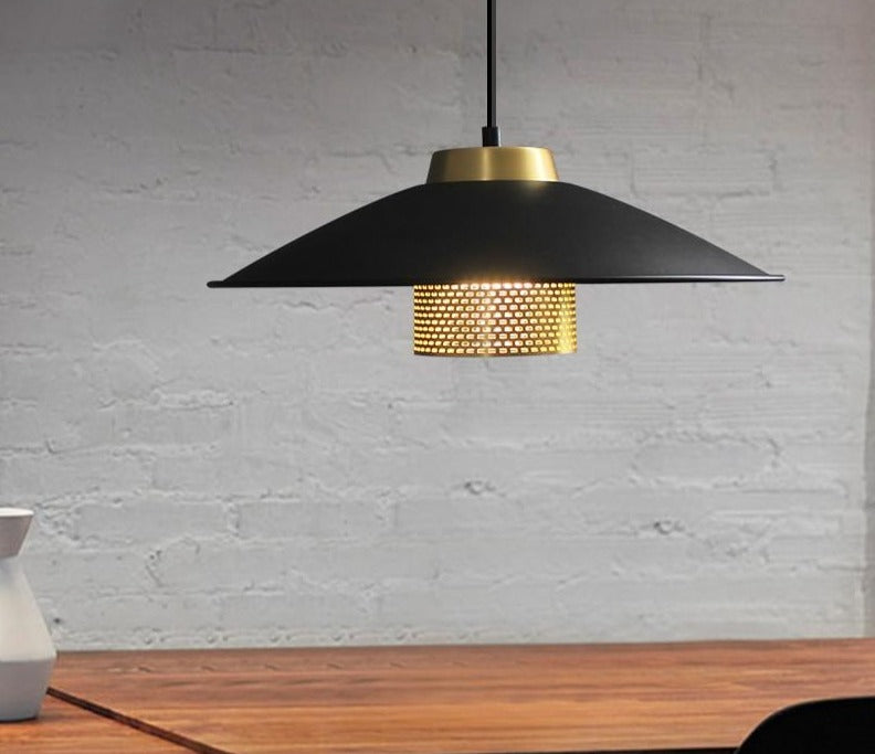 Round Black Gold Pendant Light