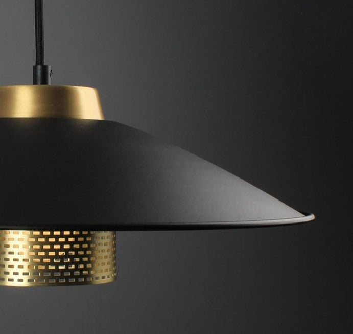 Round Black Gold Pendant Light